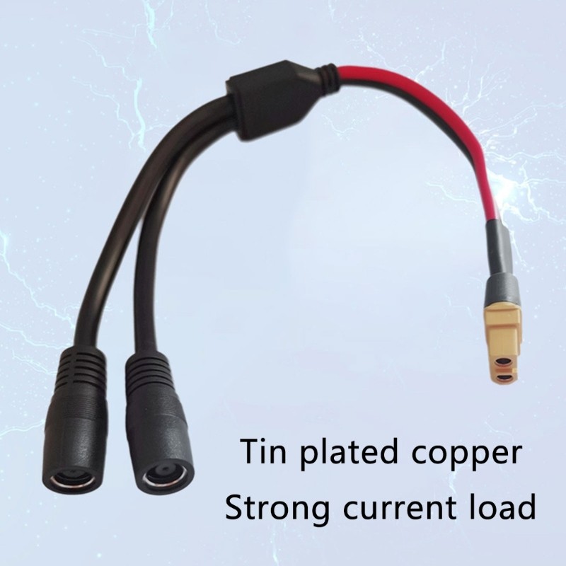 XT60 Female to Double DC8mm 7.9×0.9mm Cable 12AWG Extension for Solar Generator