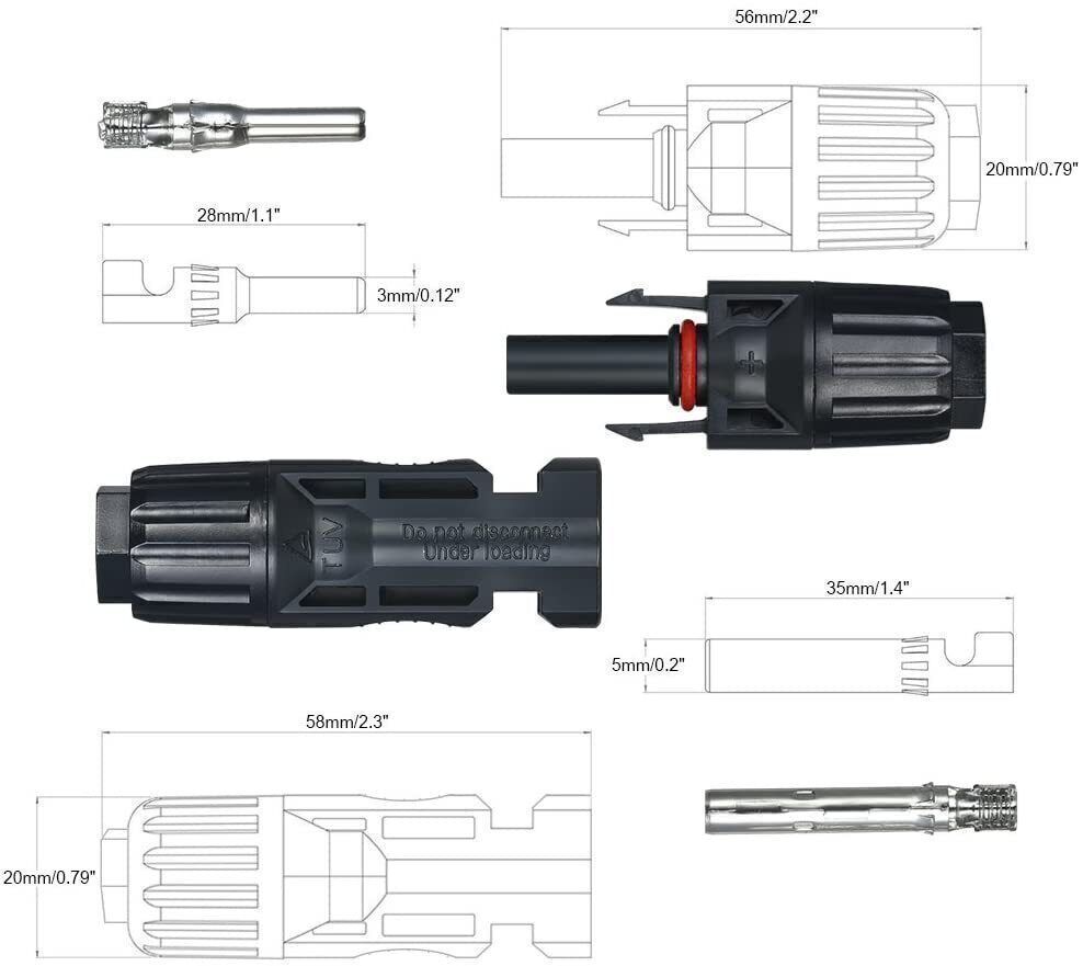 5 Pairs Solar Panel Cable Wire Connectors Adapter Male Female Kit Waterproof 30A