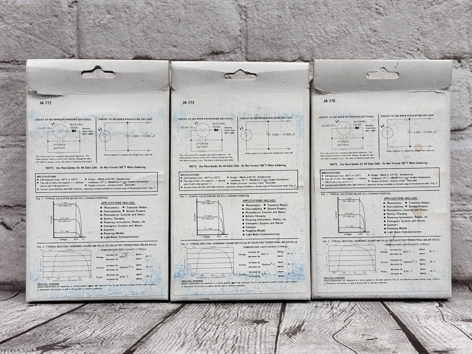 Vintage GC Calectro Solar Energy Panels NOS Lot of 3 Hong Kong J4-772 6V