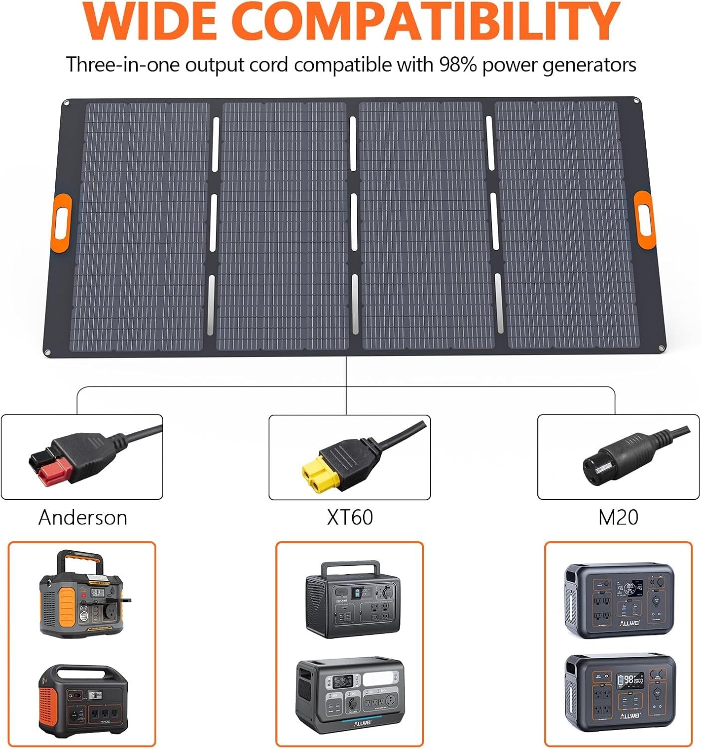 ALLWEI 400W Foldable Portable Solar Panel for Power Station Outdoor Camp IP67
