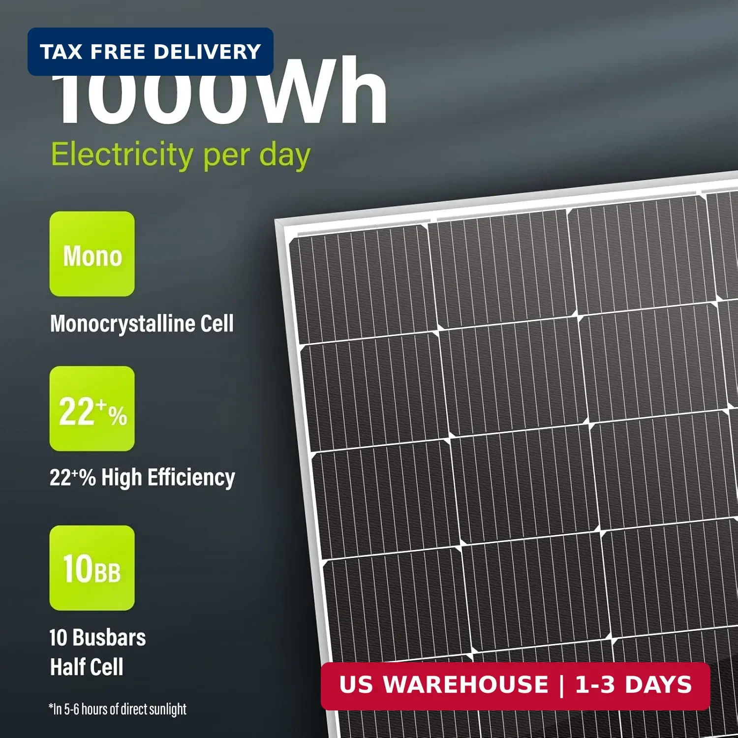 Newpowa 10BB Cell 200W Monocrystalline 200 Watt 12V Solar Panel High Efficiency