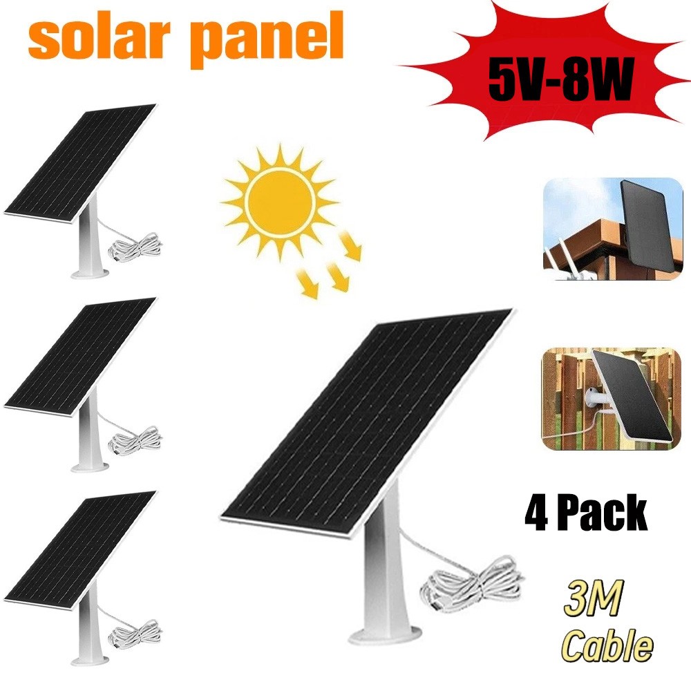 4 Pack Solar Panel for Ring Spotlight Camera/Stick Up Cam Battery Charger 8W 5V