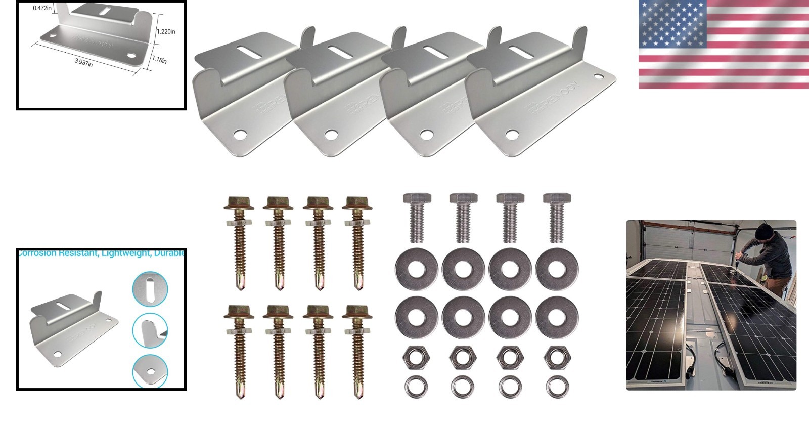 Durable Z Bracket Mounting Set for Easy Solar Panel Installations on Any Surface