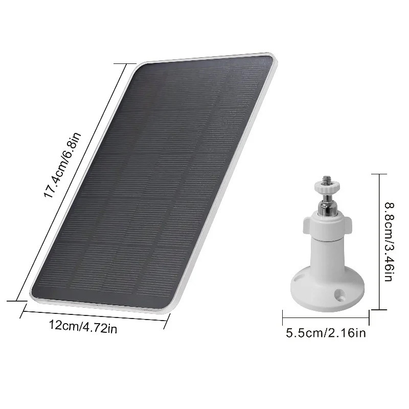 10W Solar Charger for Doorbells and IP Cameras Type-C Output High Efficiency