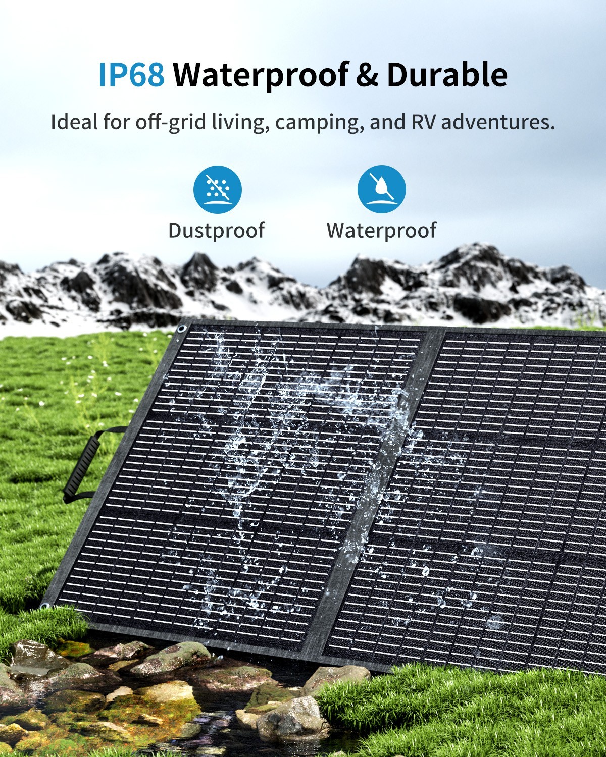 ABOK 200W Portable Solar Panel with Kickstand Foldable & Durable IP68 Waterproof