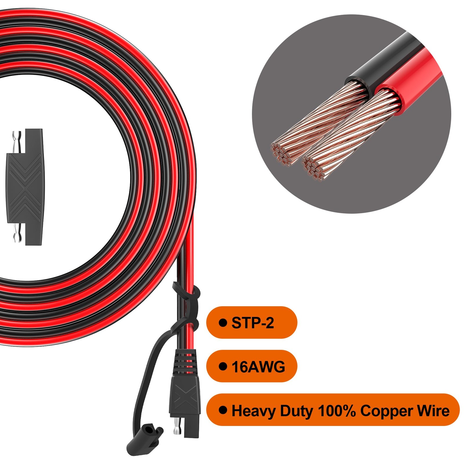 15ft SAE Connector, Solar Panel Extension Cable, Quick Disconnect Wire for Au…