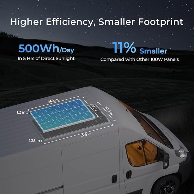 100W Solar Panel N-Type, 12V 100 Watt Solar Panel 16BB 25% High-Efficienc