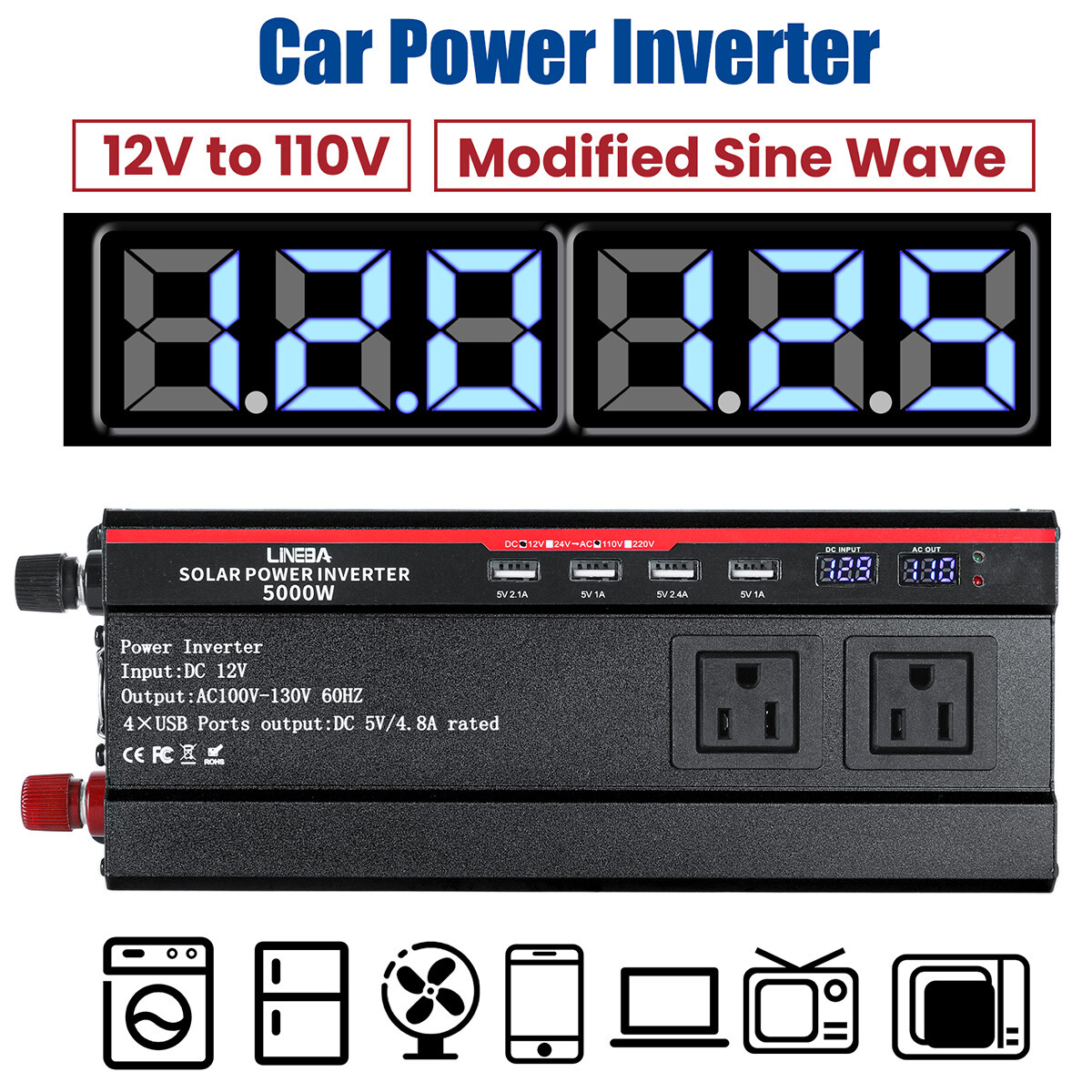 Complete Solar Panel Kit 100W 200W 400W 12V Off Grid RV Home & 5000W Inverter