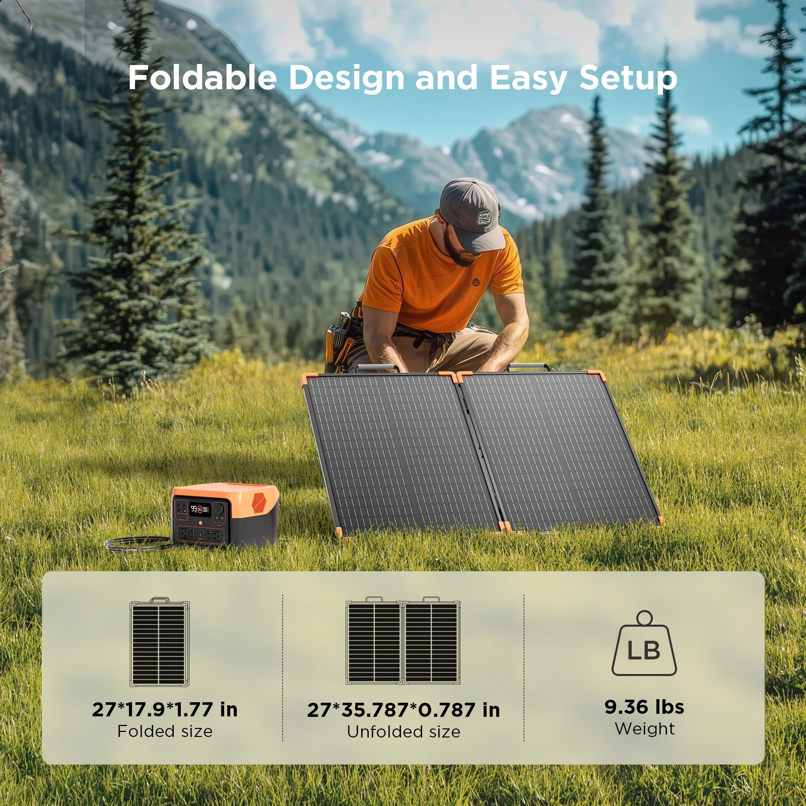 ZOUPW 100W Portable Solar Panel Kit with 20A PWM Controller for Power Station