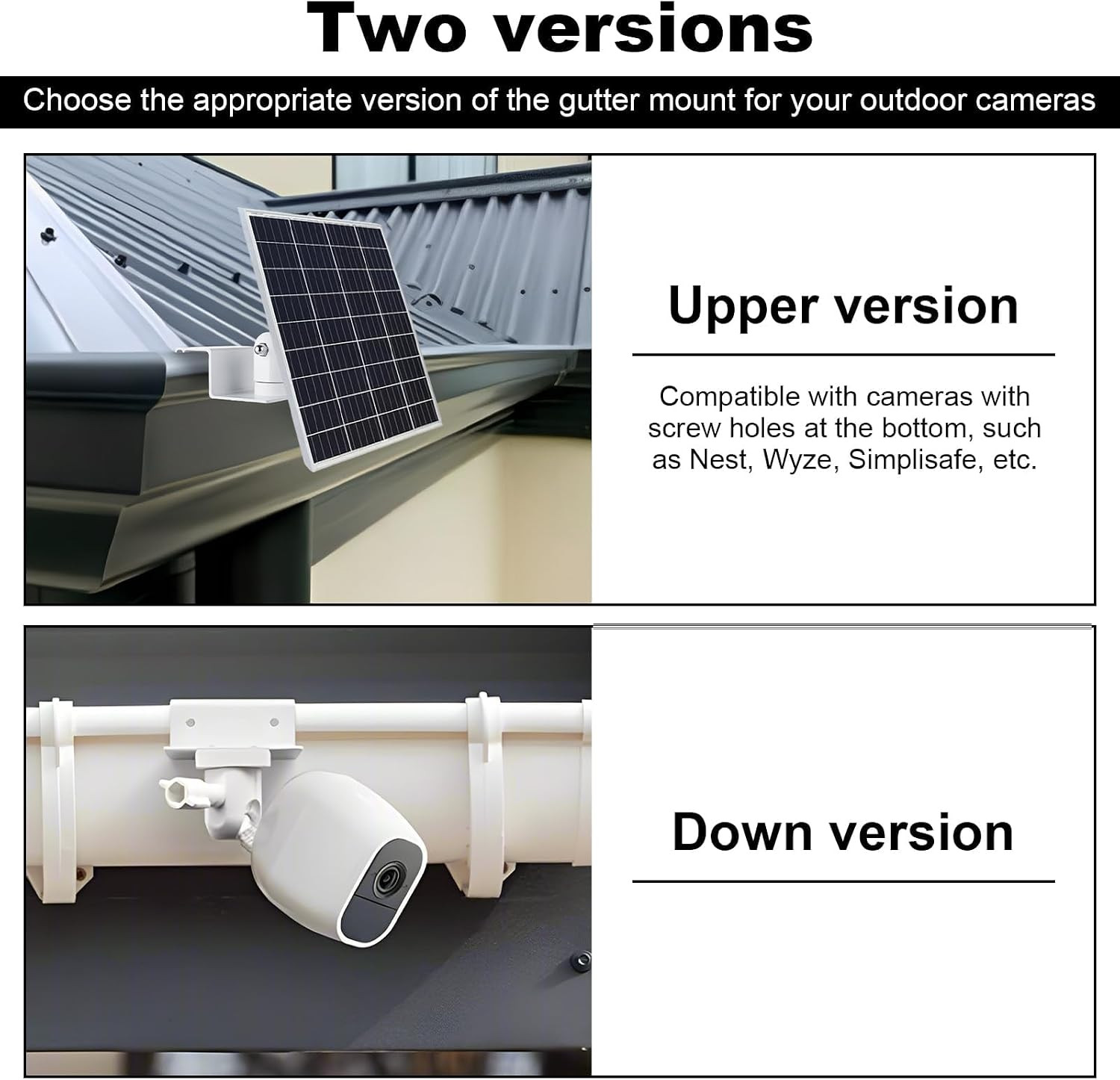 4 PCS Universal Solar Panel Gutter Mount Compatible with Ring Blink Arlo and Mor