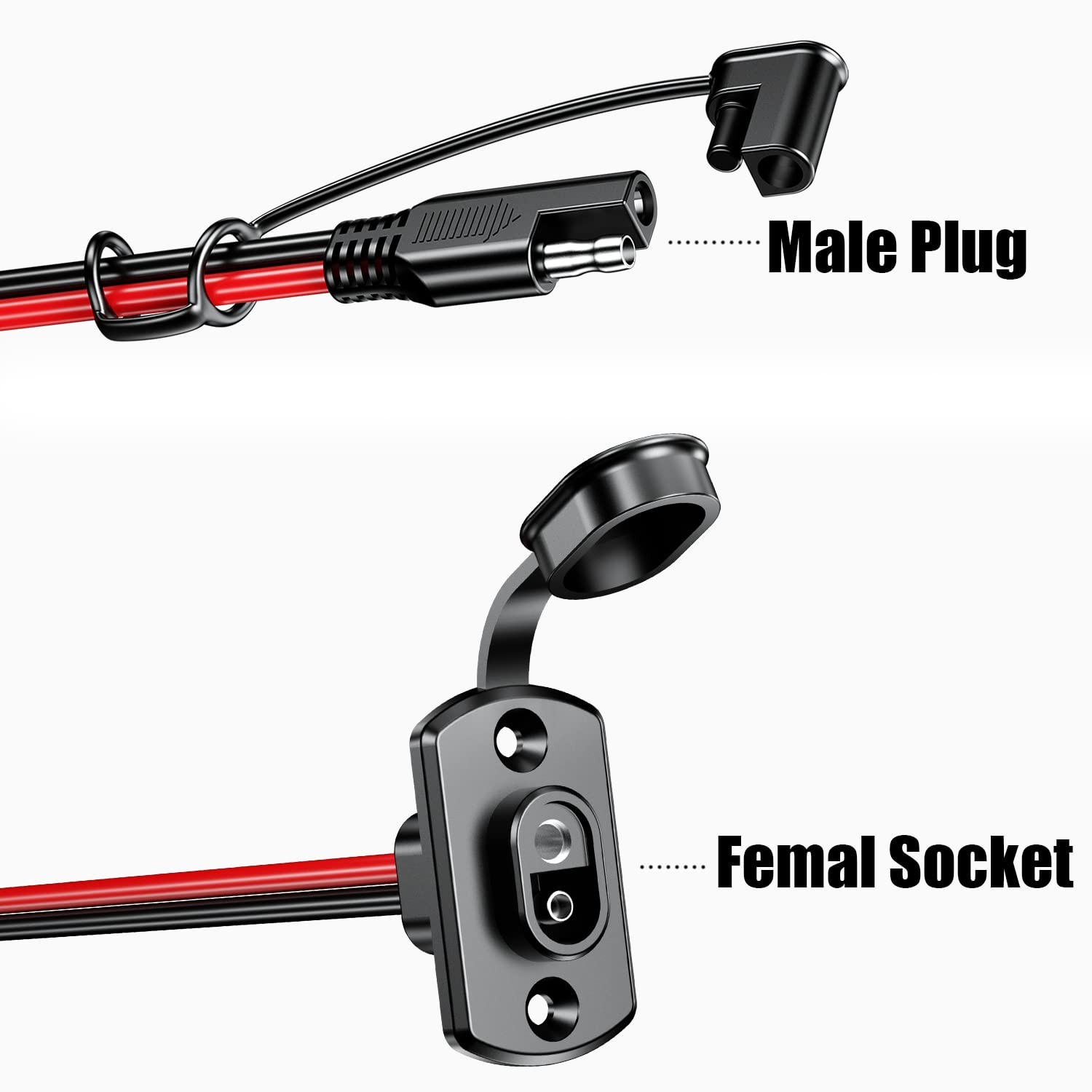 Depvko 2Pcs SAE Quick Connector Harness, 1FT 12AWG SAE Adapter Male Plug to Fema