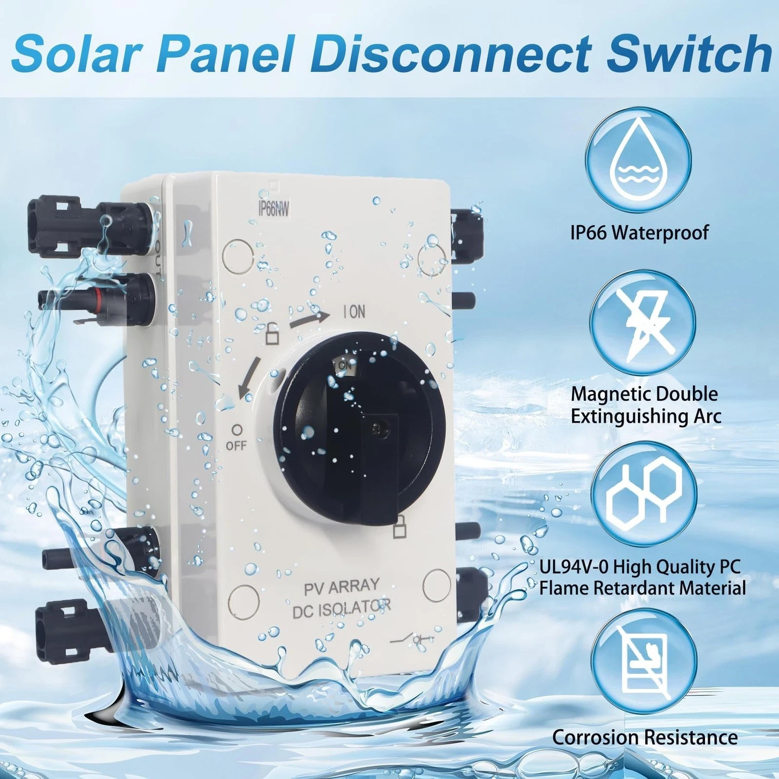 IP66 Waterproof Solar PV DC Quick Disconnect Switch, 1000V 64A Solar Panel Di…