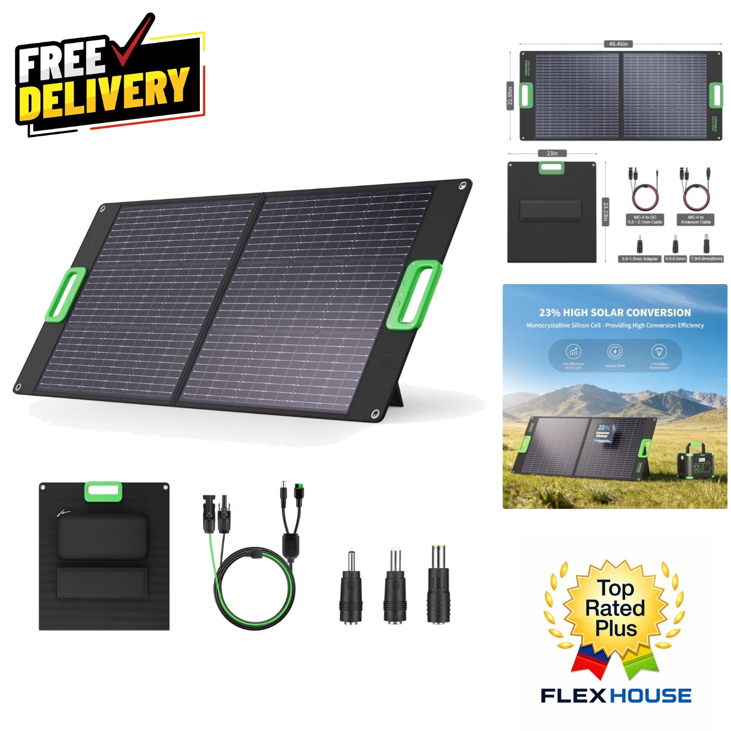 Ultra-Portable 100W Solar Charger with Kickstands – Ideal for Camping & RVs