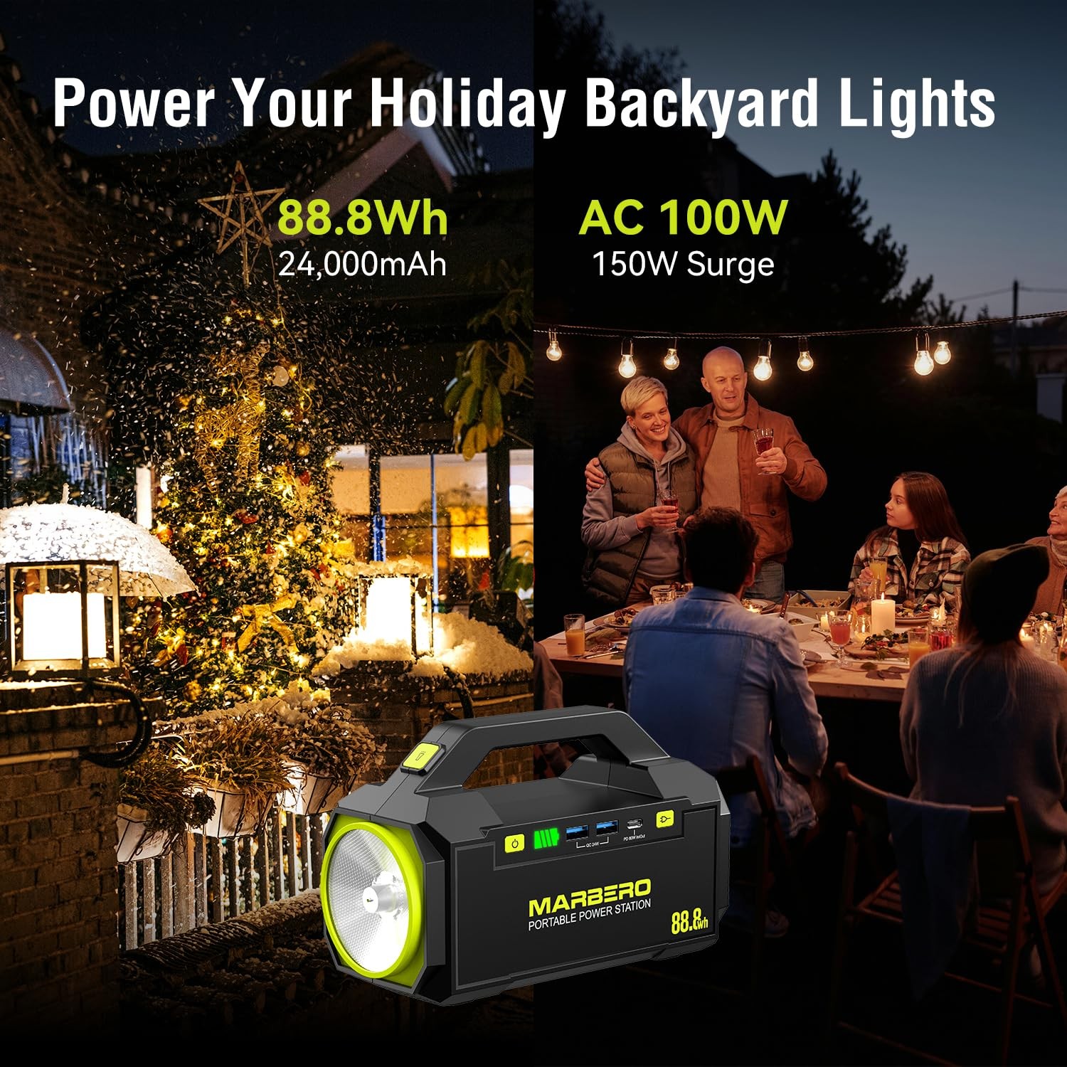 MARBERO Portable Power Station 88.8Wh Camping Portable Charger with Flashligh…
