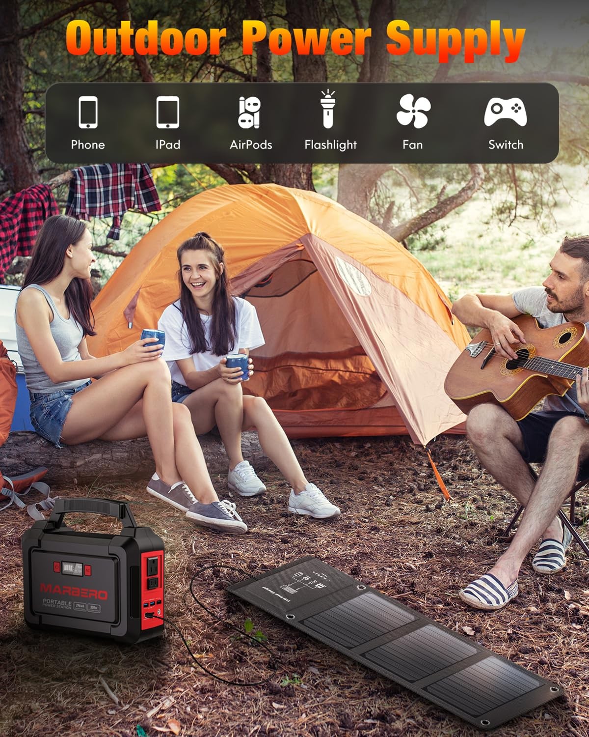 Portable Solar Panel Charger 21W 23% High Efficiency IP65 Waterproof – Camping