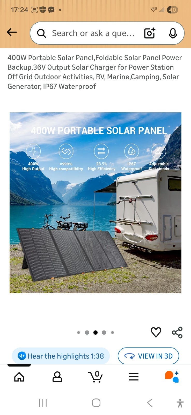 2 SOLAR PANELS-Folding 800 Watts