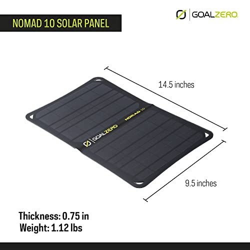 Goal Zero Nomad 10, Foldable Monocrystalline Solar Panel with USB Port, 10 Watt
