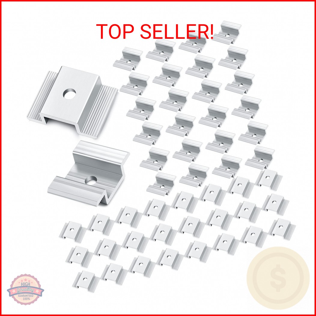 Zhengmy 48 Pack Solar Panel Mid Clamps 1.06 Inch Solar Panel Bracket Aluminium M