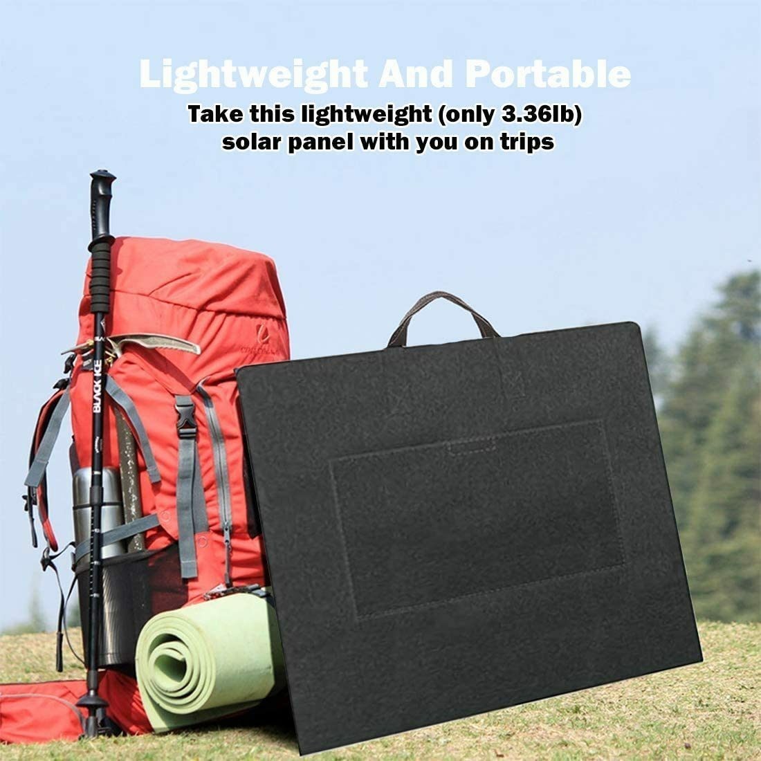50W 18V Portable Solar Panel, Flashfish Foldable Solar Charger with 5V USB 18V D