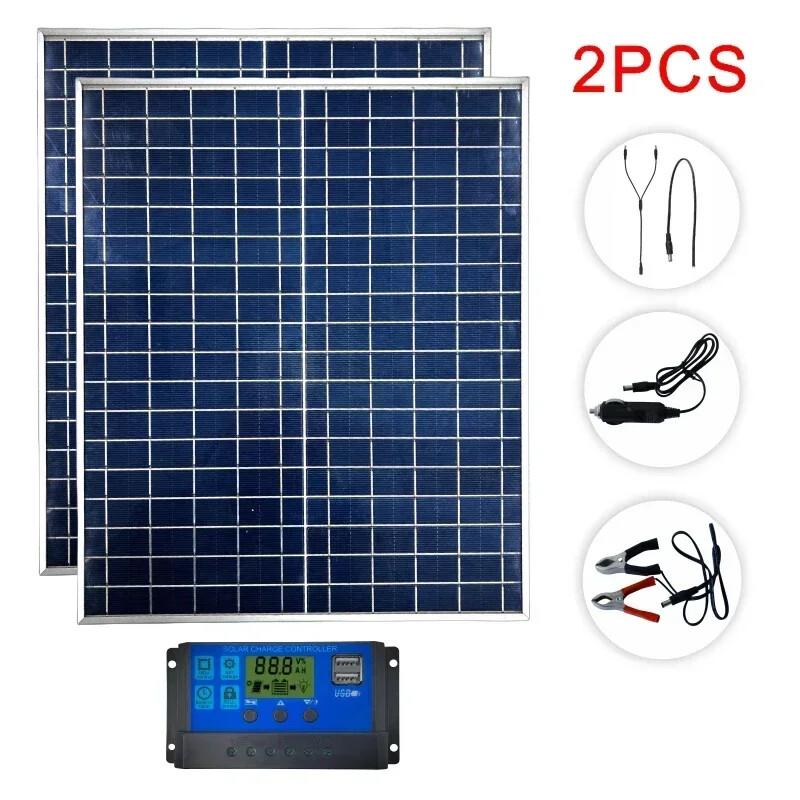 1000W 500W 12V Photovoltaic Solar Panel Kit 100A Controller Solar Panel Charger