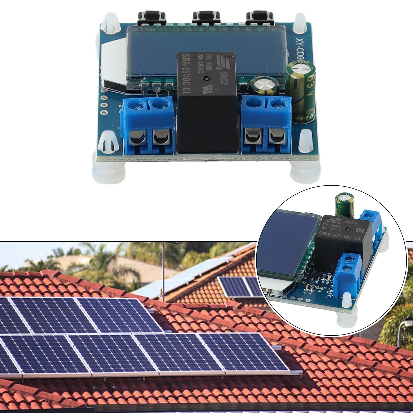 Solar Charge Controller for Batteries Adjustable Parameters LCD Screen