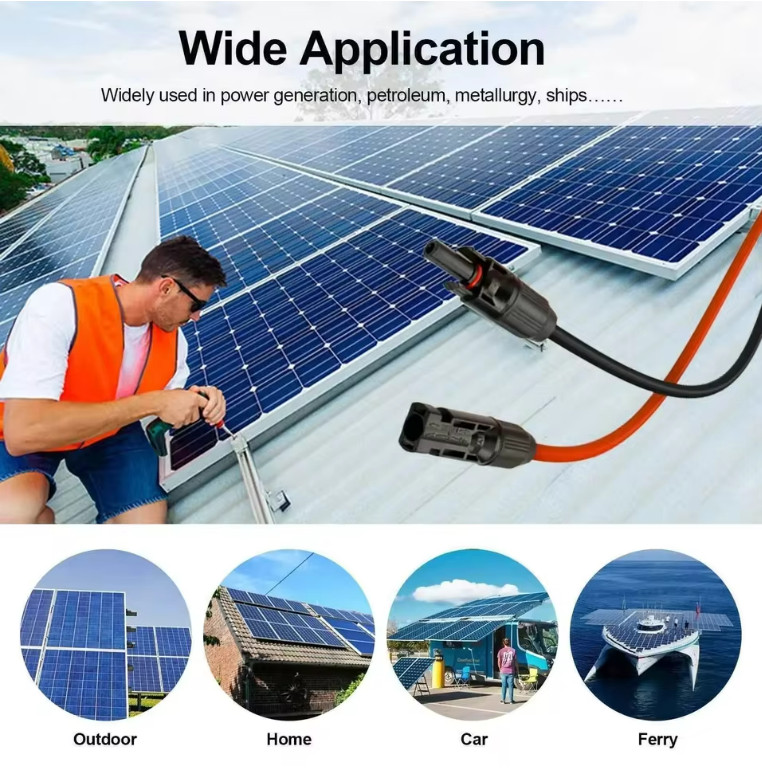 Black+Red 10 AWG Solar Panel Extension Cable Silicone Flexible Wire Connectors