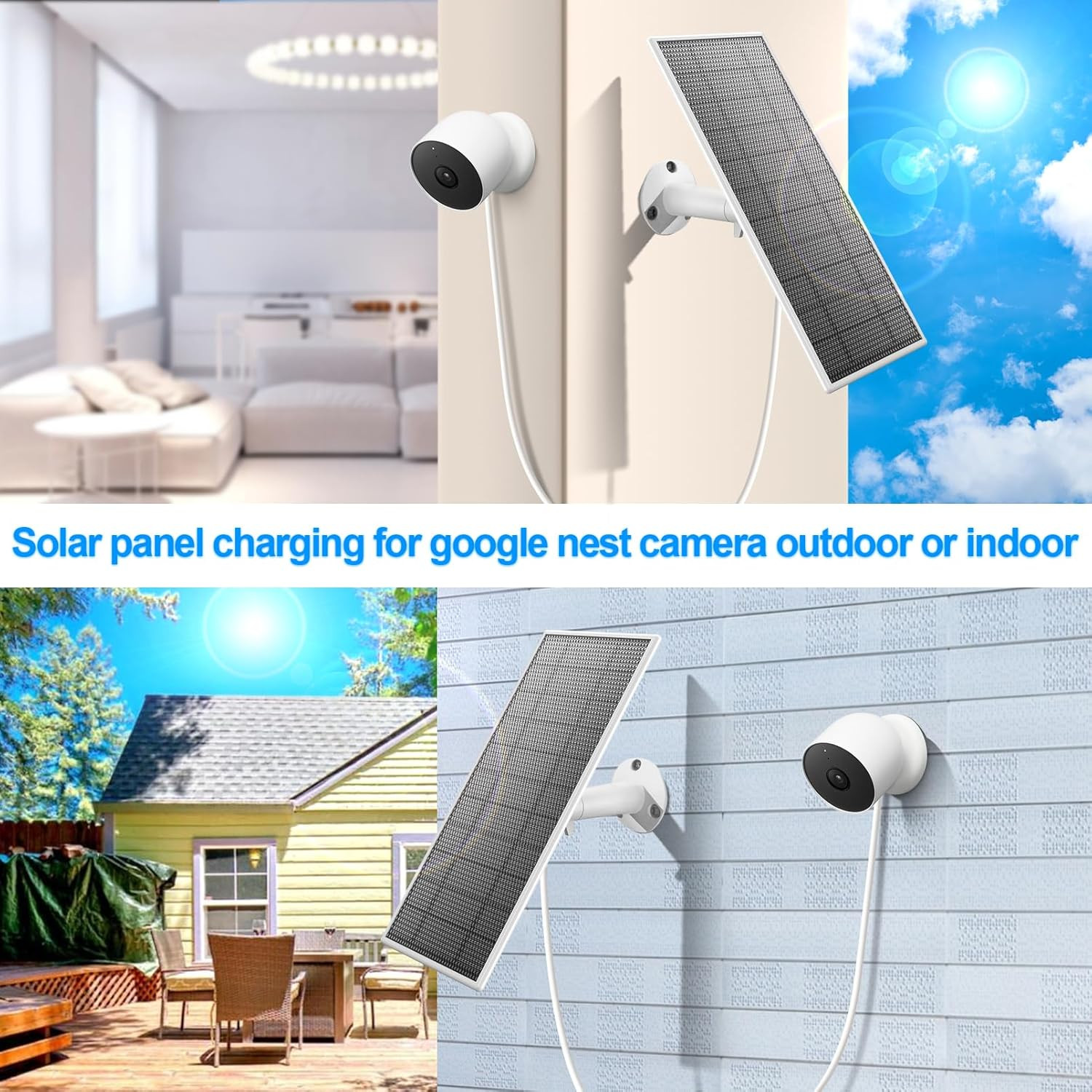 Solar Panel for Google Nest Camera Outdoor or Indoor(Battery Version), 5V 5W Sol