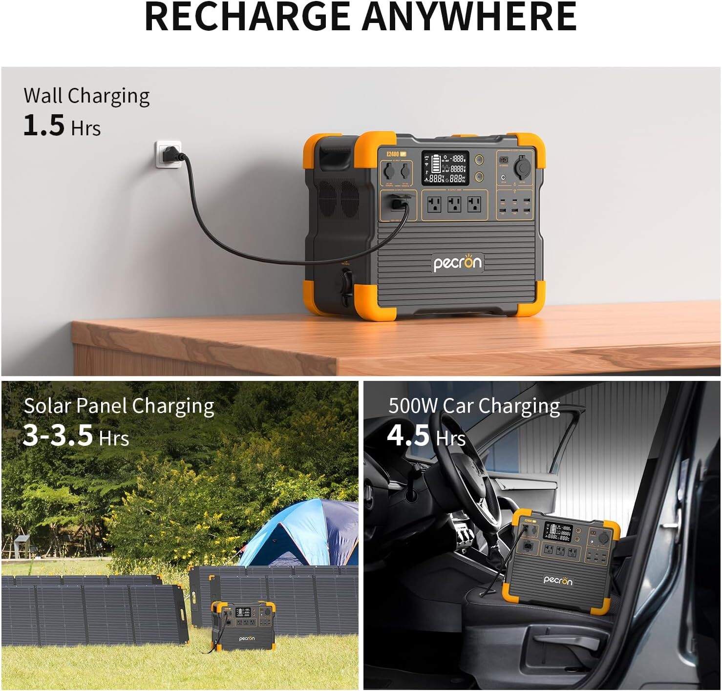 PECRON E2400LFP 2000W 2048Wh Portable Power Station Generator w/200W Solar Panel