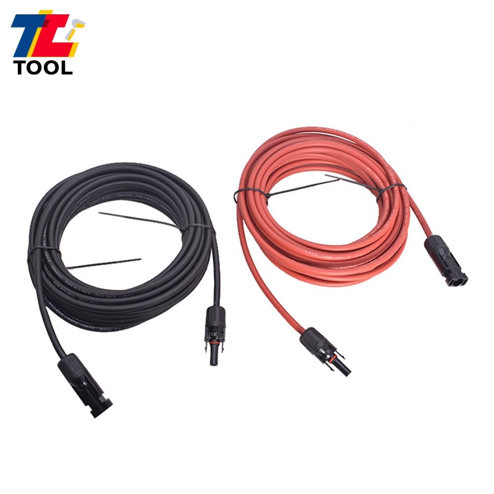 25 Feet 1 Pair 10AWG Black + Red Solar Panel Extension Cable Wire Connector