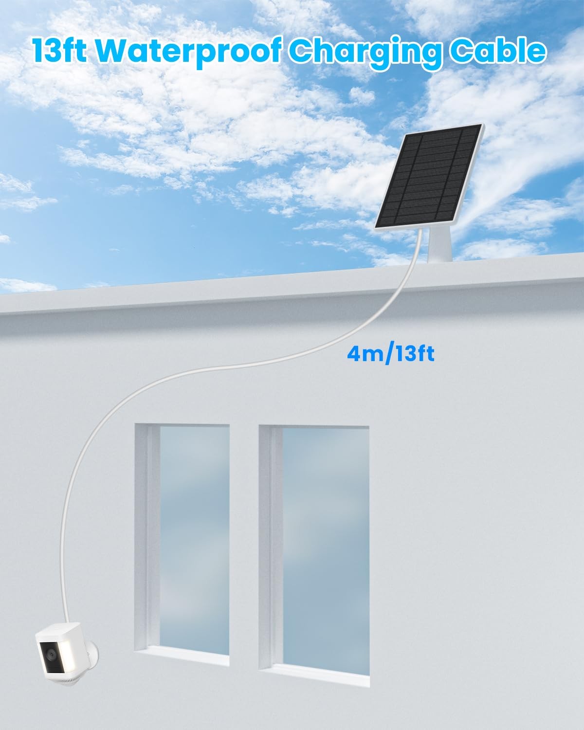 Solar Panel for Ring Spotlight & Stick Up Outdoor Cam Battery, 7W Portable So…