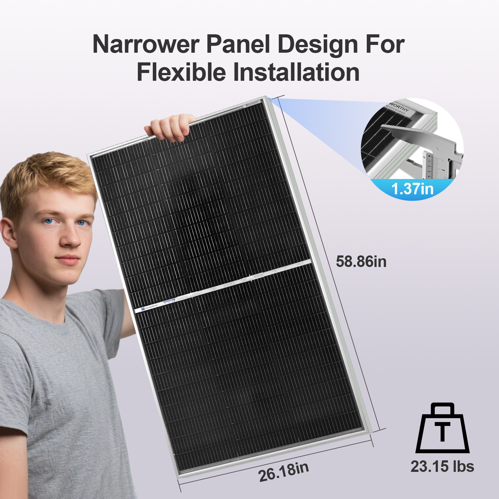 ECO-WORTHY 2Pack 195W N-Type 18BB Bifacial Solar Panels 25% High Conversion RV