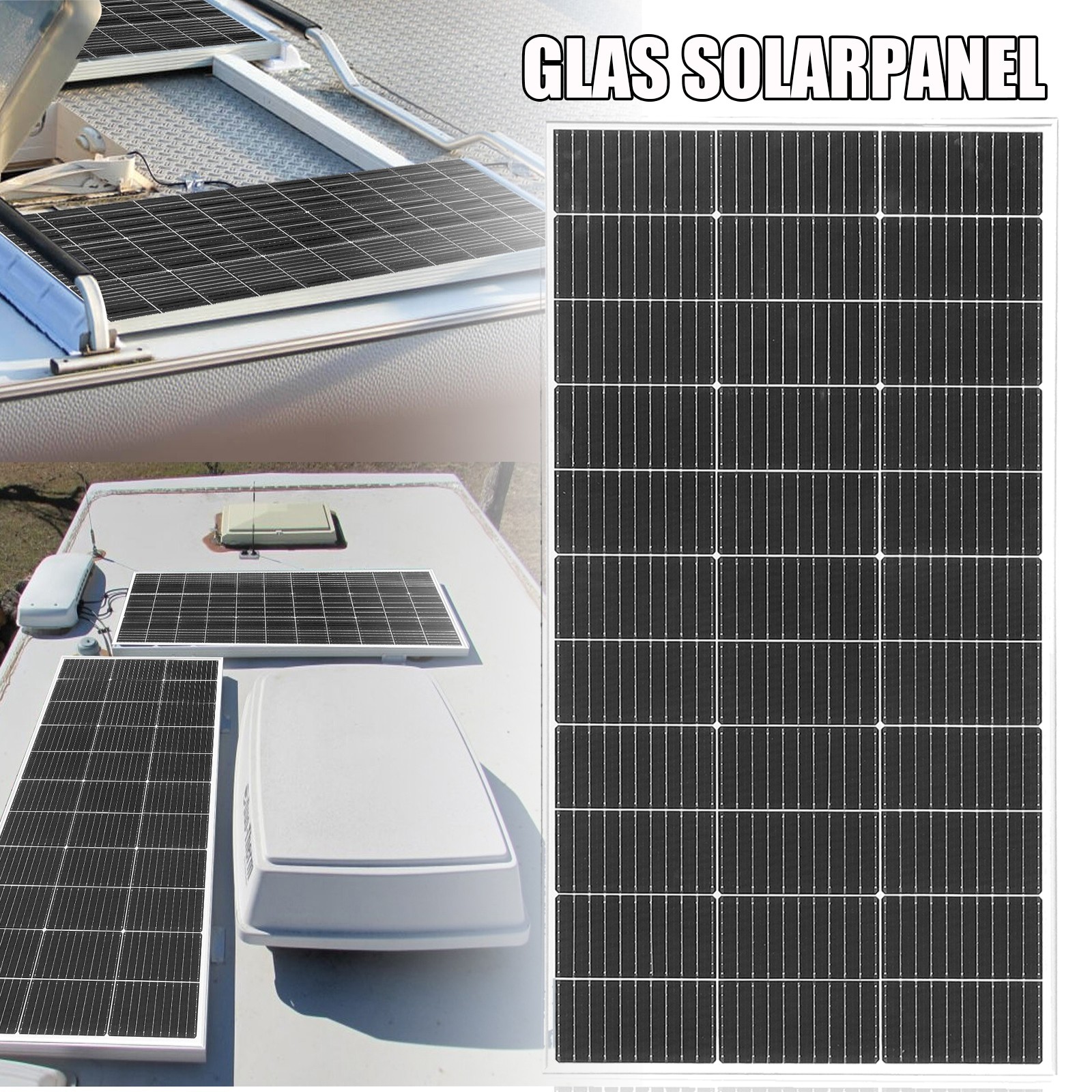 120W Glass Solar Panel Monocrystalline Photovoltaic for RV Camping Boat Outdoor