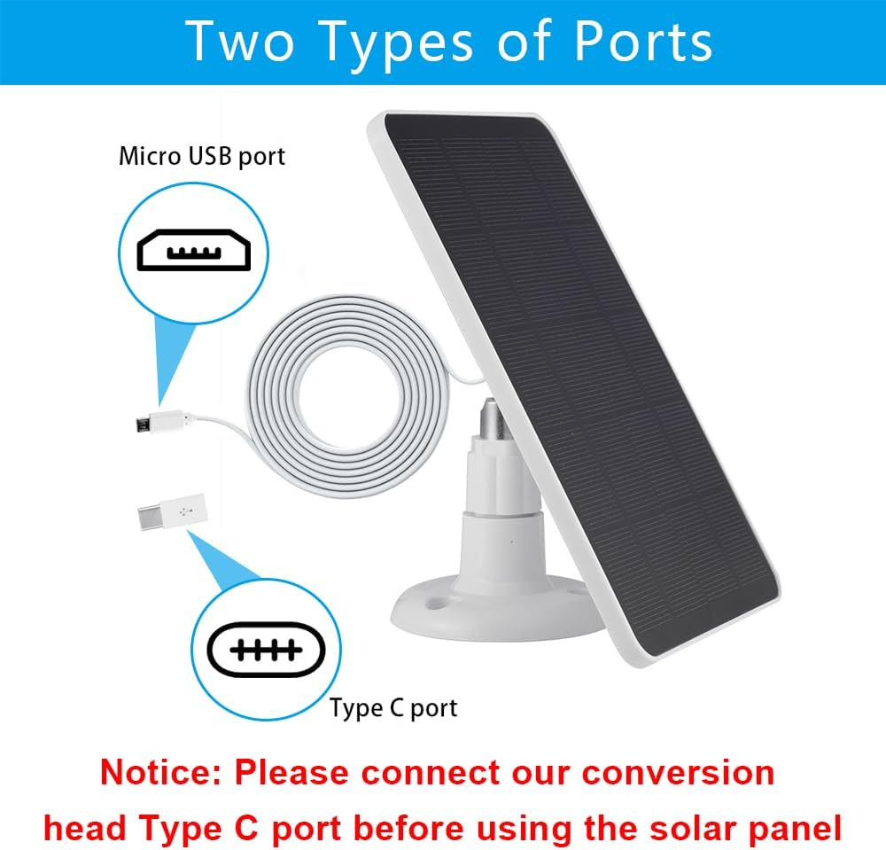 2 Pack Solar Panels Compatible with WYZE Battery Cam Pro, Solar Panels