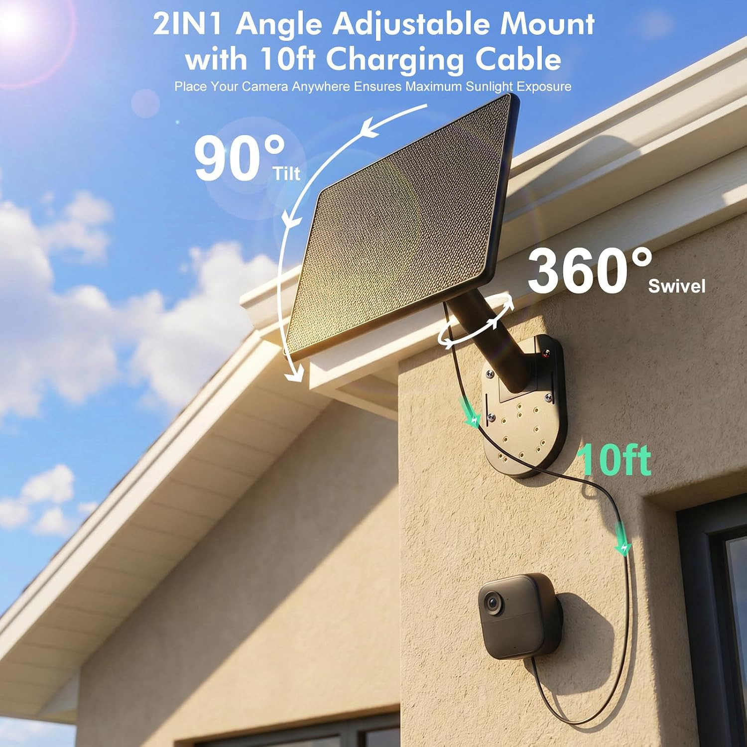 6W Solar Panel Charging Mount Compatible with Blink Outdoor 4 (4Th Gen)/2K+/Outd
