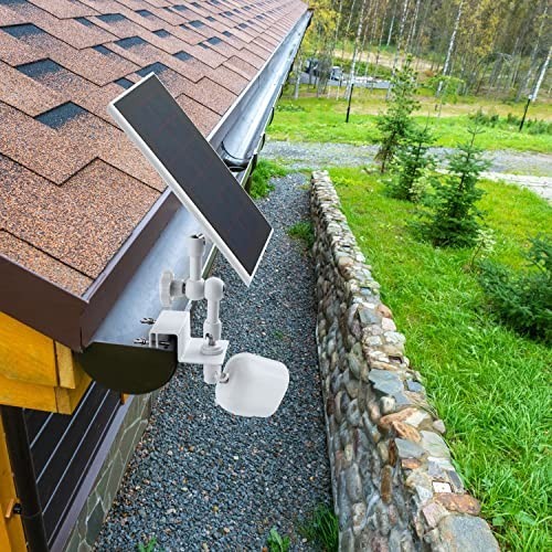 2-in-1 Weatherproof Gutter Mount for Solar Panel & Arlo Security Cameras – White