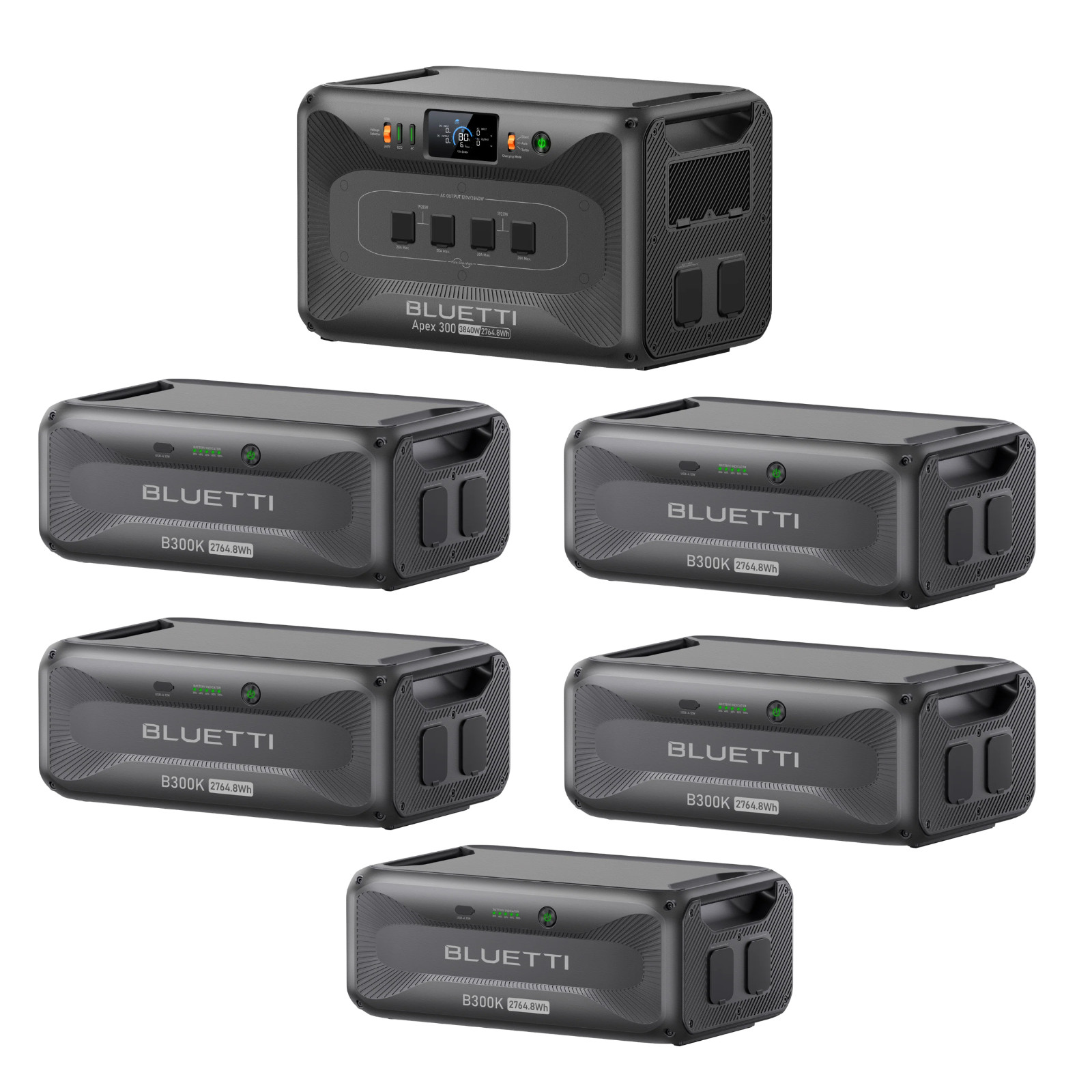 BLUETTI Apex 300 Portable Power Station 16588.8Wh + QTY 5 OF B300K Batteries