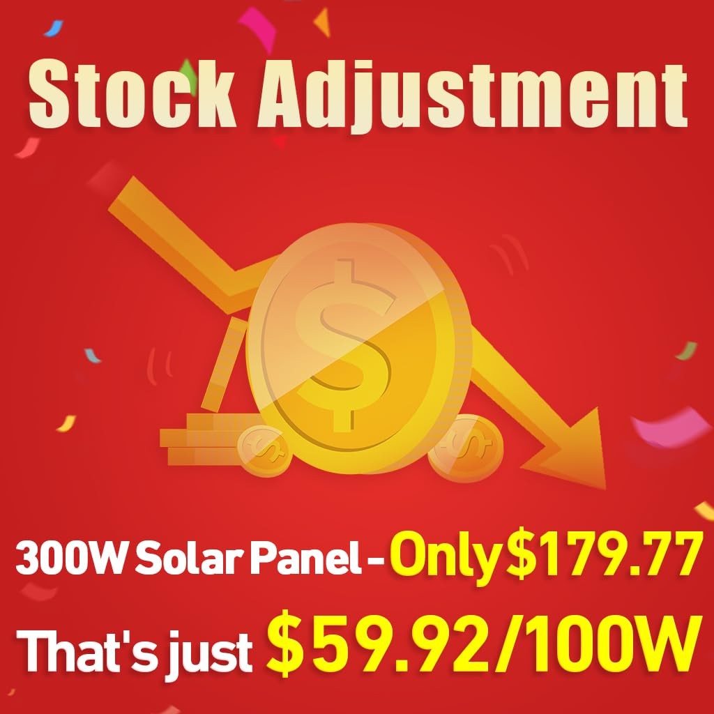 DOKIO 300W Portable Foldable Solar Panel Kit, Compact 19.3×37.4in Design 15.2…