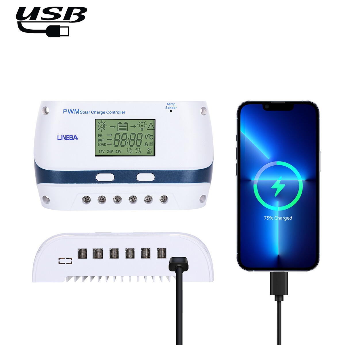12V/24V 100A Solar Panel Battery Lithium Charging Mode Controller Regulator Auto