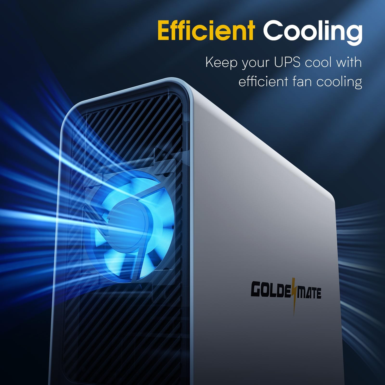 GOLDENMATE 1000VA/800W LiFePO4 UPS Battery Backup Pure Sine Wave for PC