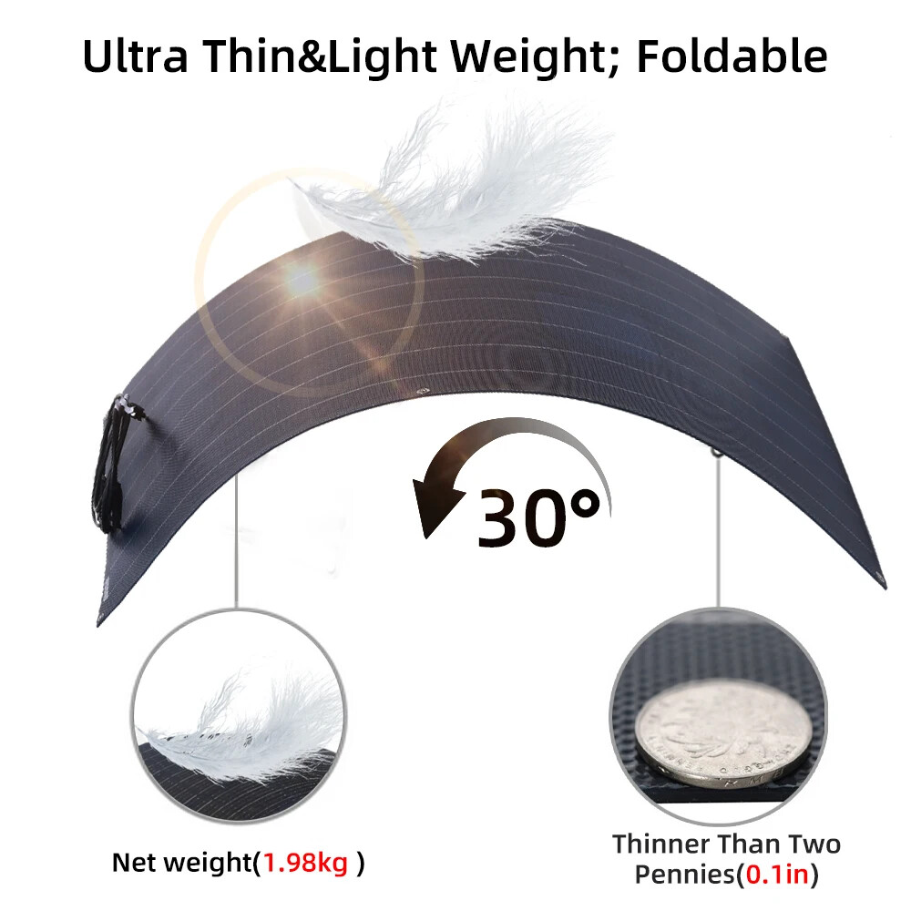 400W 18V 12V Flexible Solar Panel Mono Camping Home RV Battery Charge Off-Grid