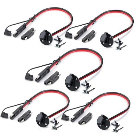5 PCS – 2 Feet of 2 Pin SAE Socket Sidewall Port 10 AWG 5 pack (2 FT-10 AWG)