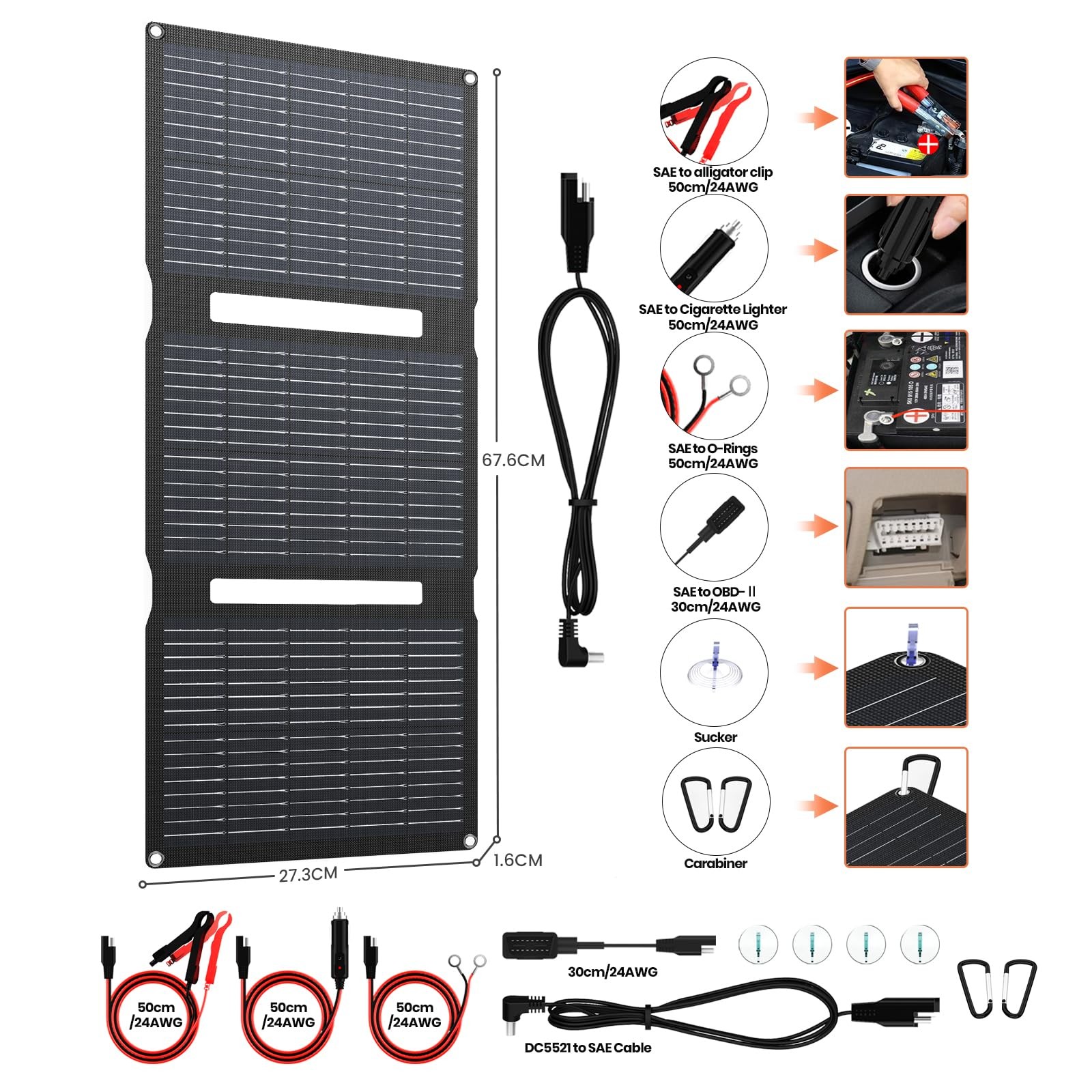 60W Portable Solar Panel Foldable USB-C PD Charger for Power Station Camping RV