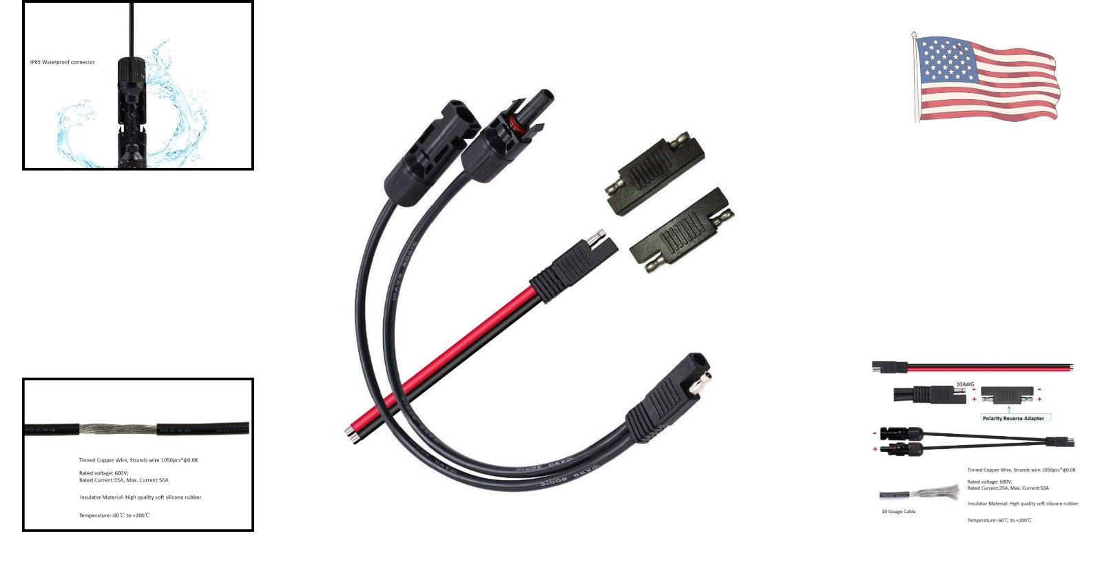 Effortless Connection: 10AWG Solar Extension Cable with Dual Polarity Adaptation