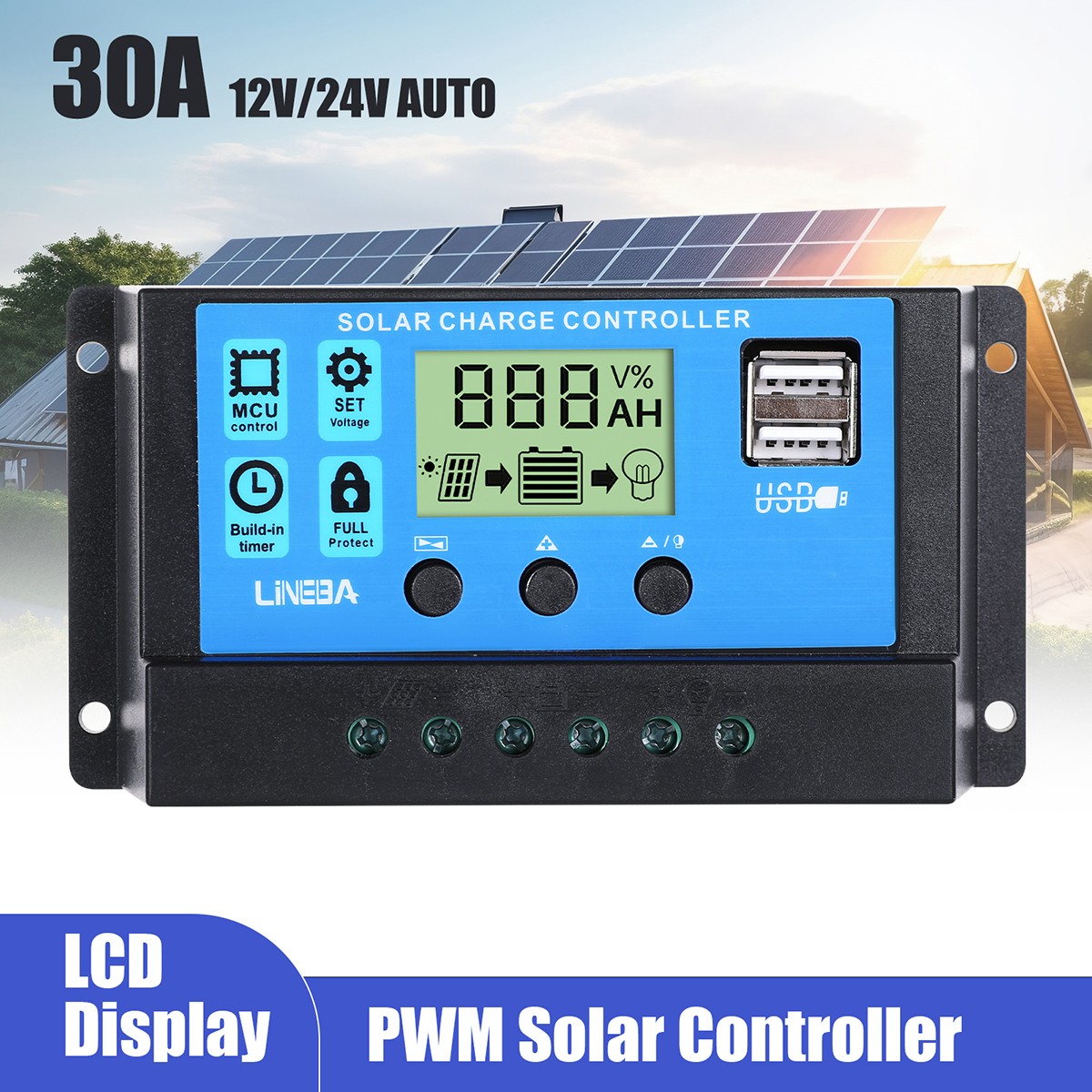 100 Watts Solar Panel Kit 30A 12V Battery Charger w/ Controller Caravan Boat RV