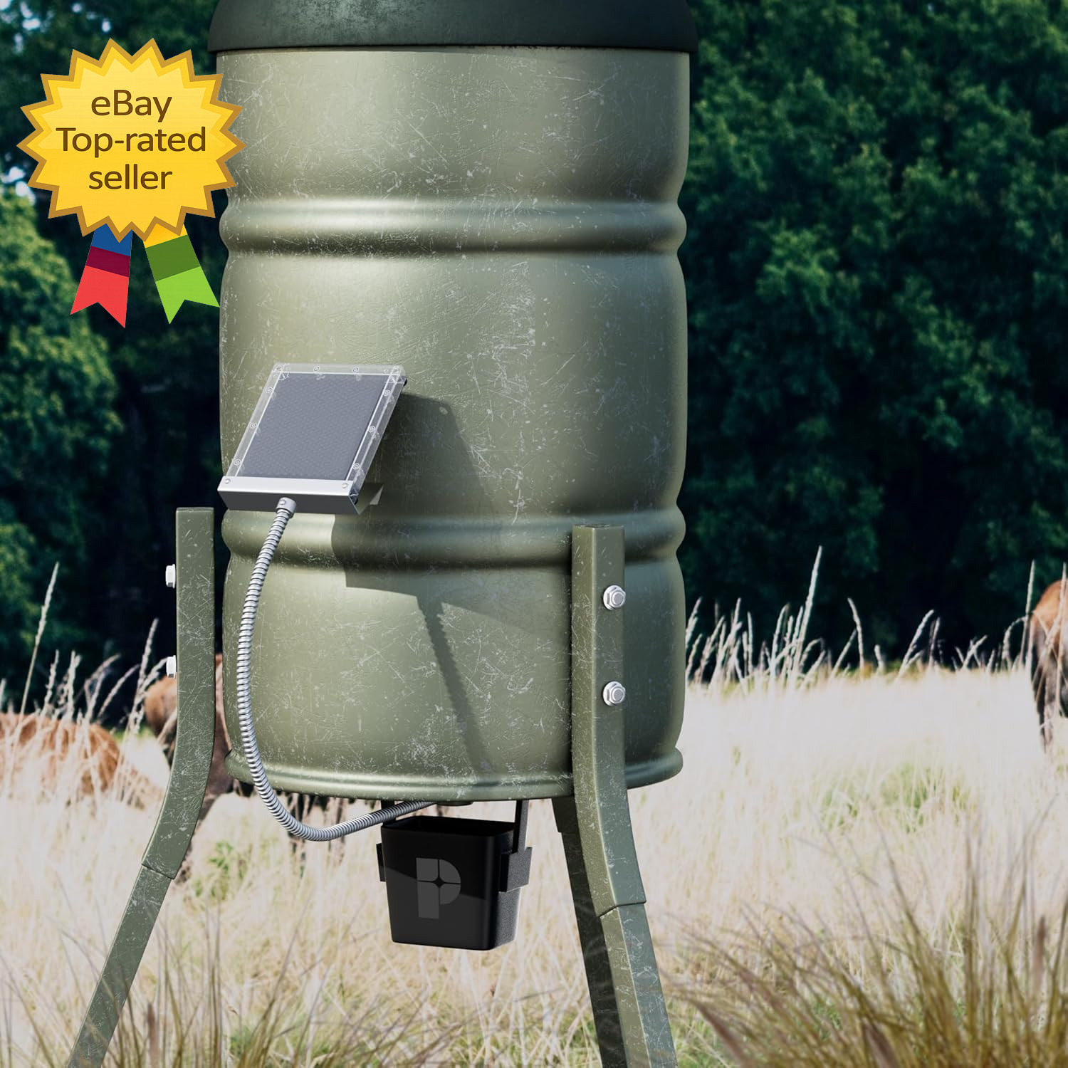12V Solar Panel Deer Feeder Charger 1.7W Waterproof Battery Charging Kit Mounts