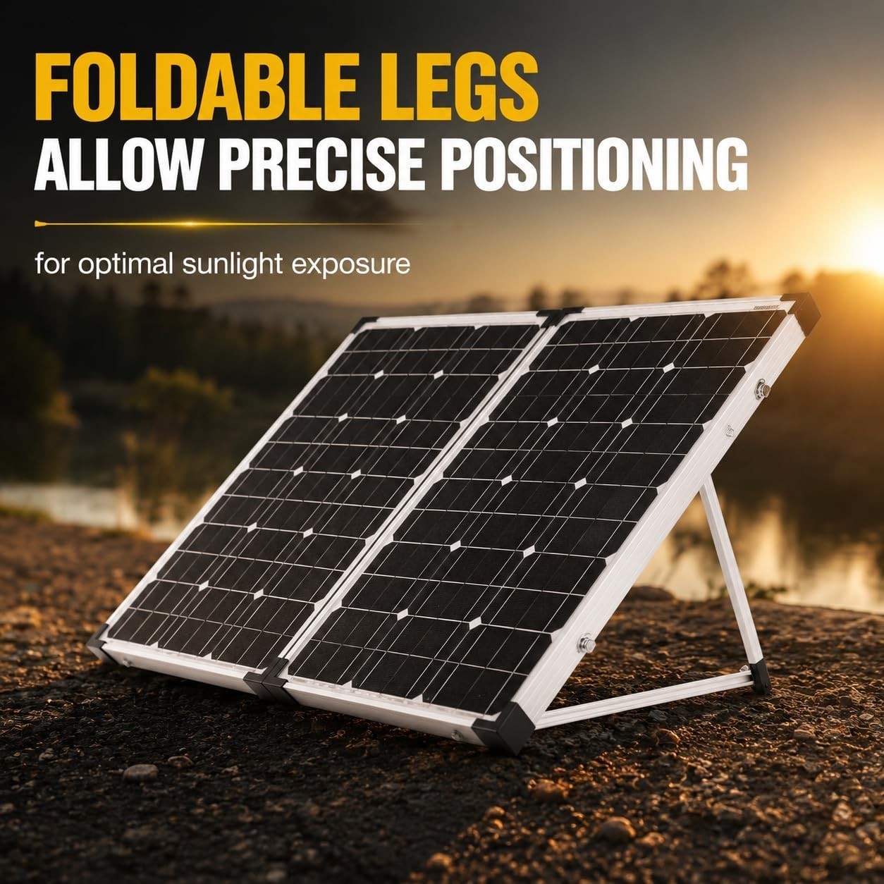 130W Off-Grid Solar Panel with Adjustable Legs – Lightweight & Portable Solution