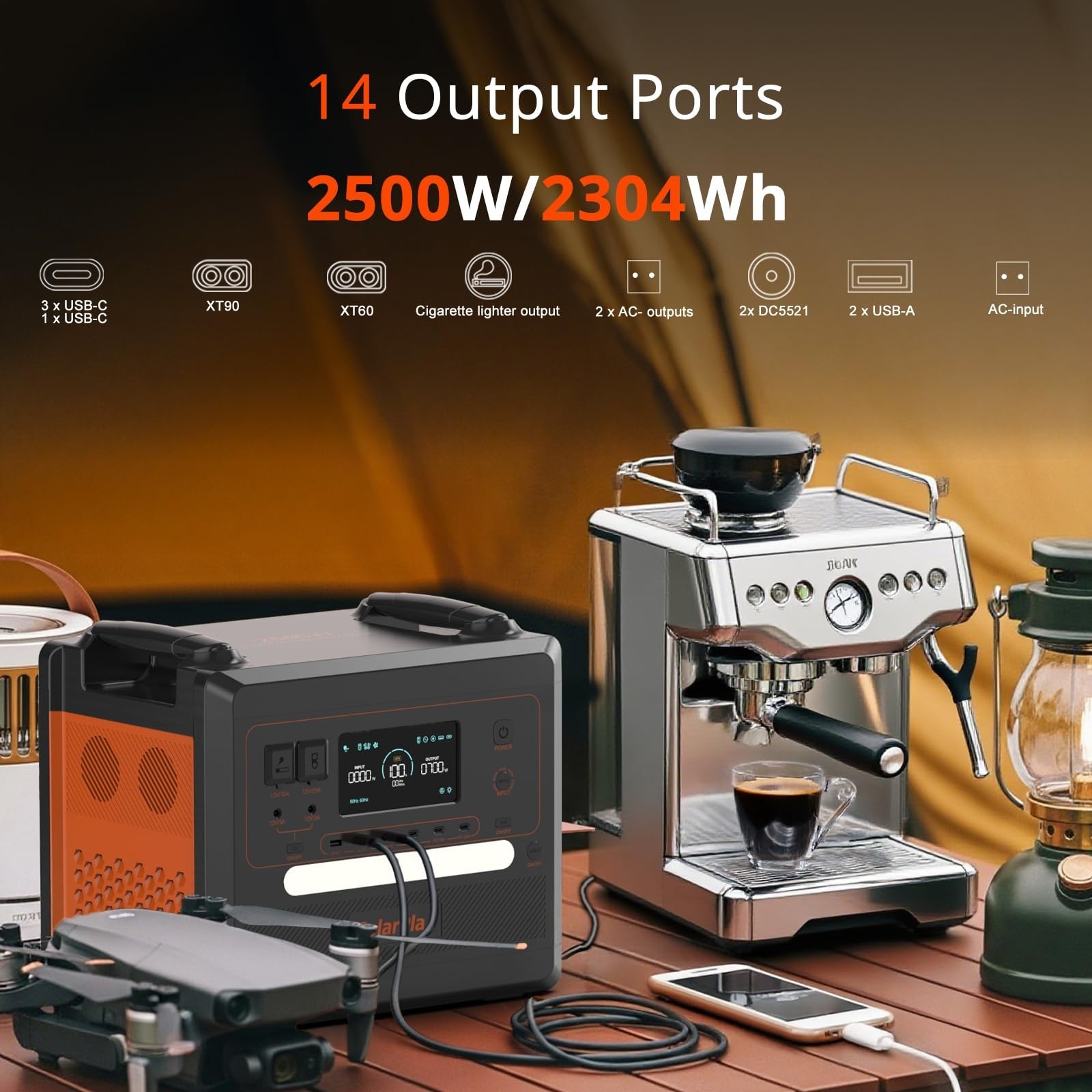 SolarPlay 96/2160/2304 Portabel Power Station Backup for Outdoor, RV, Camping