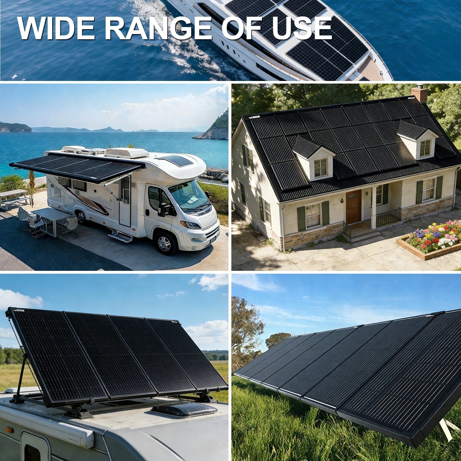 200W Bifacial Solar Panel (100W*2)N-Type Mono 18V PV Home RV Off Grid Battery US