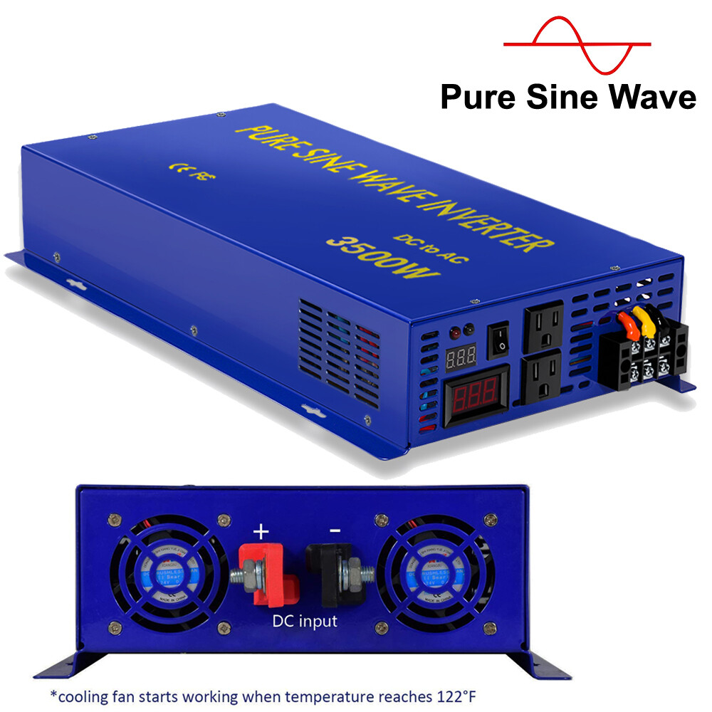 48V Pure Sine Wave Inverter 3500W 110V 120V 7000W Surge Car Truck Motor Solar RV