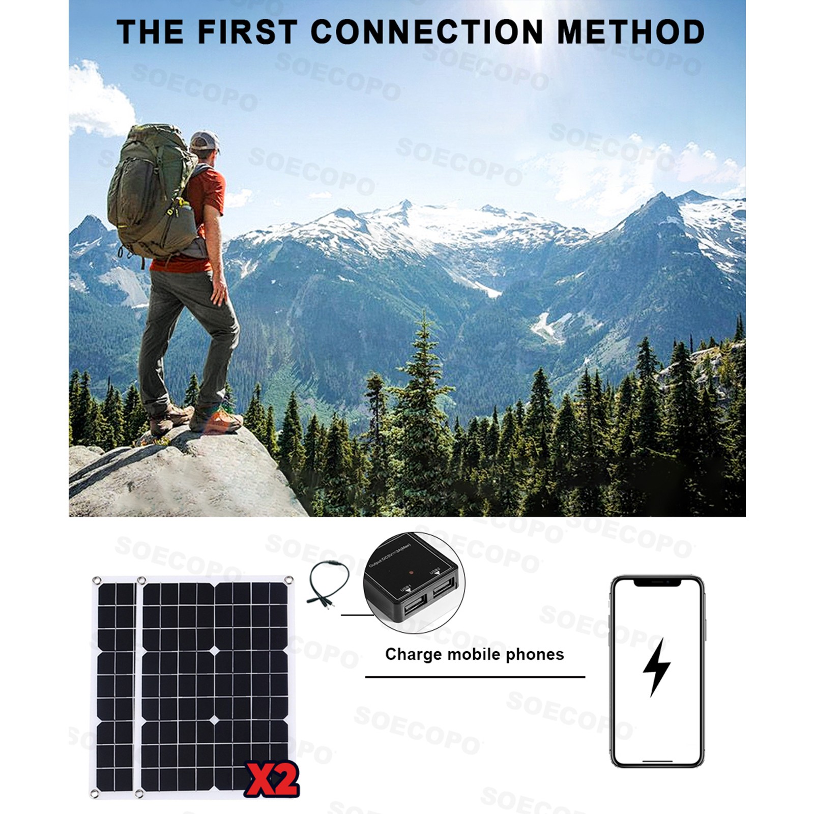 8000W Off-Grid Solar (12V/24V to 110V/220V) 2pcs Solar Panels,Charge Controlled1
